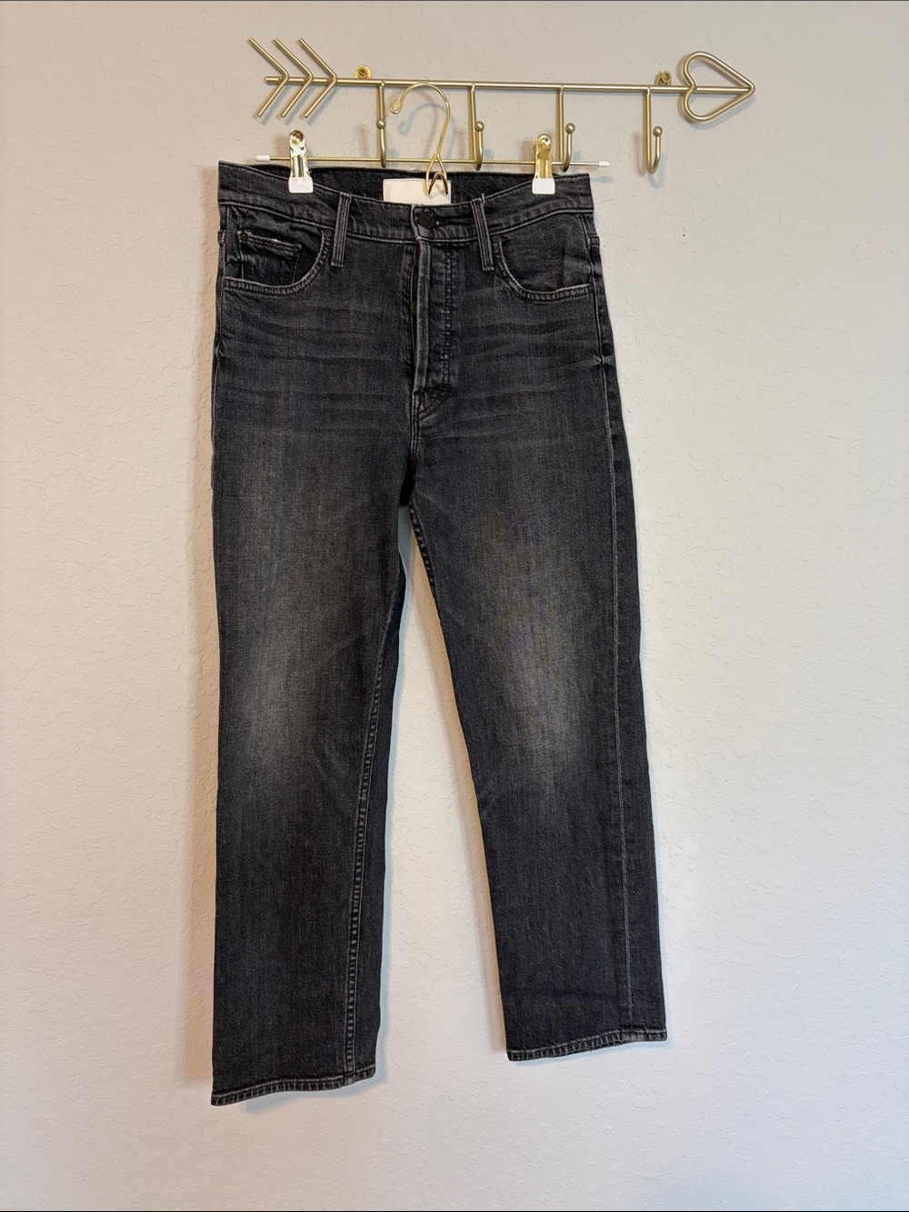 MOTHER The Tomcat High Rise Jeans Charcoal Black Size 27
